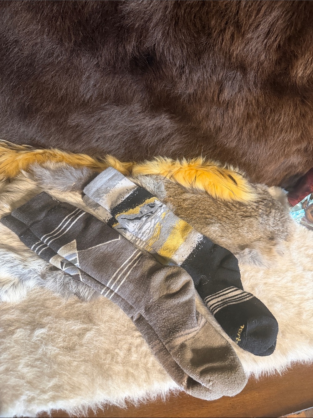 Casual Graphic Crew Socks in Black, Gray & Yellow bundle of 2 (420)